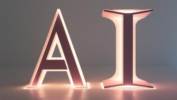 Glowing letters "A" & "I" displayed against a grey background. Is It Still Personal If AI Helps With Your Photos?