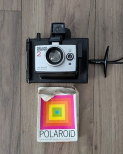 1970's Polaroid Camera with a Polaroid Film Box